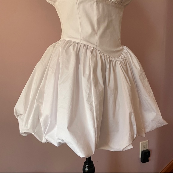 House of CB- Le Puff White Cotton Tulle Mini Dress Square Neck Romantic Size M - Picture 8 of 16